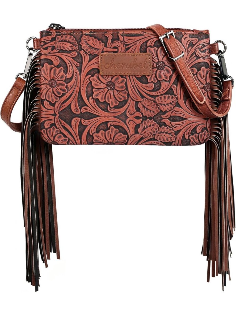 Women's Brown Red Western Fringe Purse Small Rodeo Country Concert Crossbody Bag